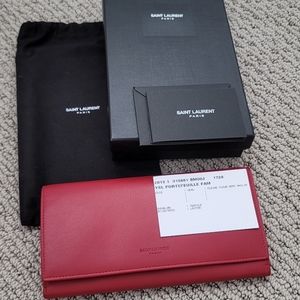 Classic Saint Laurent Red Fold Over Wallet